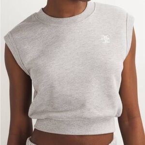 Eterne Gray Sleeveless Sweatshirt Crop Top Logo Large NWT